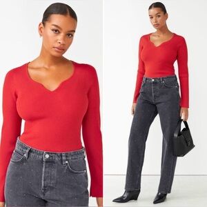 & Other stories fitted sweetheart ribbed top M